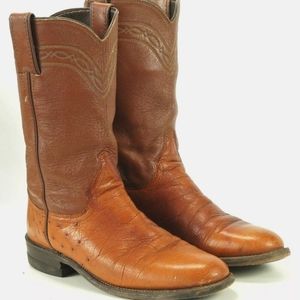 Justin Smooth Ostrich Roper Cowboy Boots Women 5.5